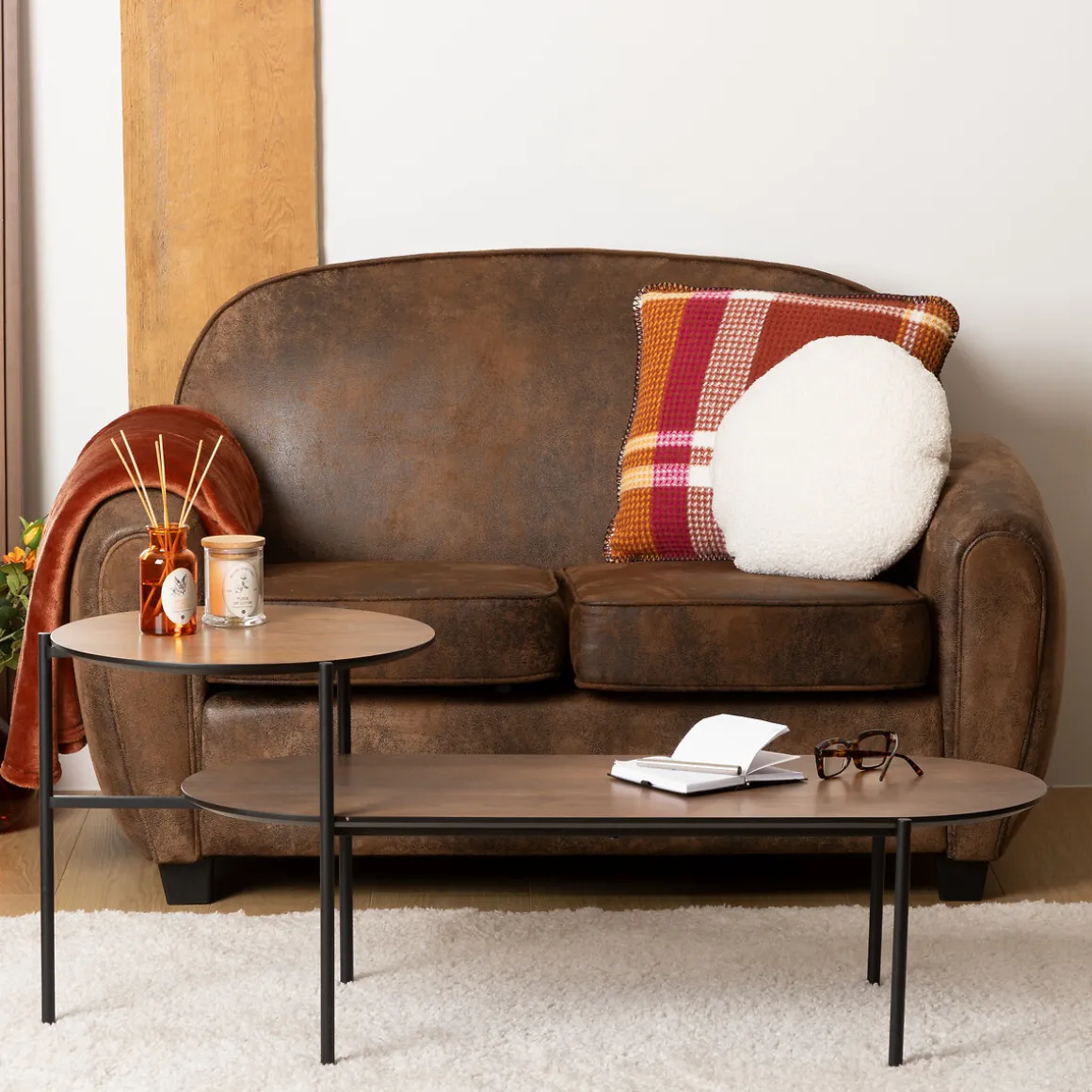 Sofá de 2 lugares STANIS castanho