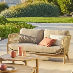 Sofá DEONA madeira acácia taupe 2 lugares