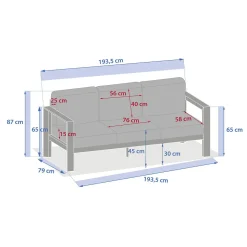 Sofá EVASION cinza escuro em alumínio