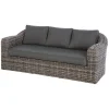 Sofá MOORÉA TERRE d'ombre em rattan sintético 3 lugares