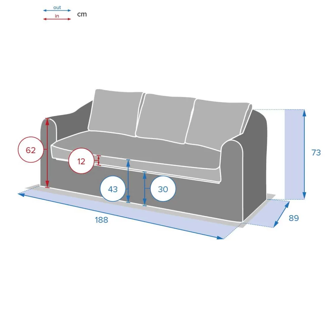 Sofá MOORÉA TERRE d'ombre em rattan sintético 3 lugares
