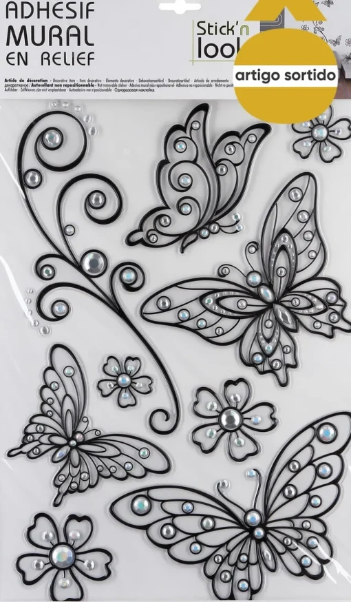 Sticker com relevo prateado 40x29cm
