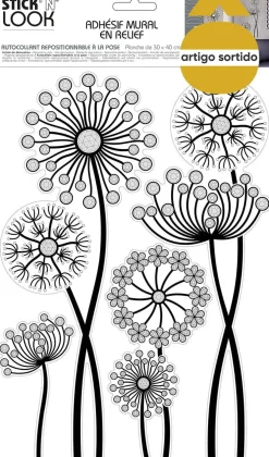 Sticker flor preta com relevo 41x29cm