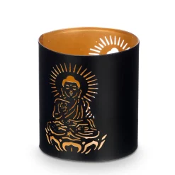Suporte Buda Para Vela Preto E Dourado