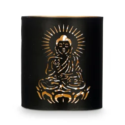 Suporte Buda Para Vela Preto E Dourado