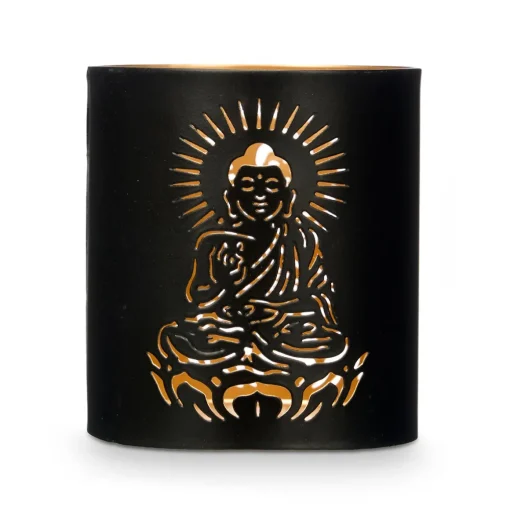 Suporte Buda Para Vela Preto E Dourado