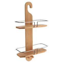 Suporte com 2 níveis em bambu e metal cromado