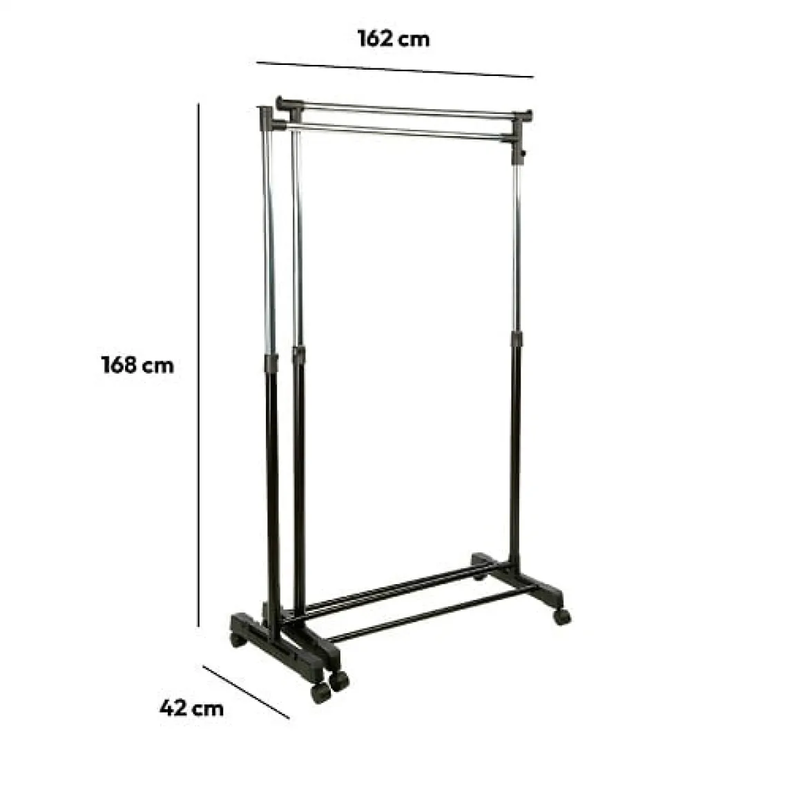 Suporte duplo de metal com 1 barra rotativa