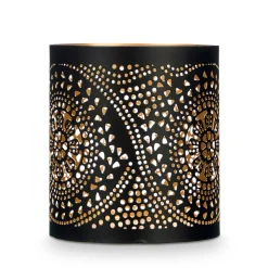 Suporte mandala para vela preto e dourado