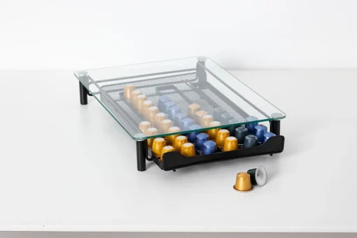 Suporte para 60 cápsulas de café preto em metal