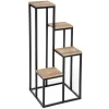 Suporte para 4 plantas preto e bege em metal e madeira