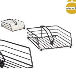 Suporte para guardanapos preto em metal