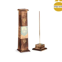 Suporte para incenso em madeira com 10 paus 31cm