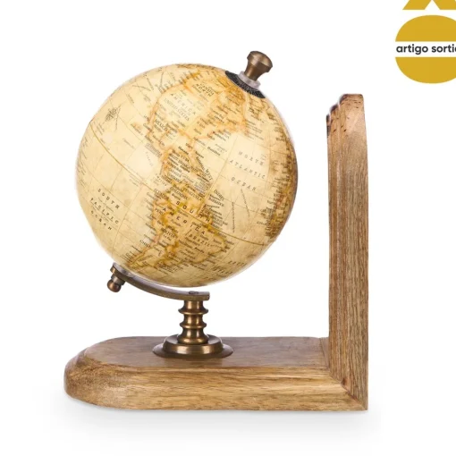 Suporte Para Livros Globo Em Madeira