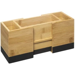 Suporte para talheres extensível em bambu