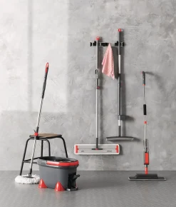 Suporte parede para 3 vassouras em alumínio