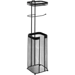 Suporte porta rolos wc preto em metal