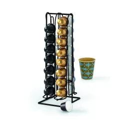Suporte preto de metal para 32 cápsulas de café