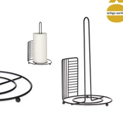 Suporte preto em metal para rolo de cozinha
