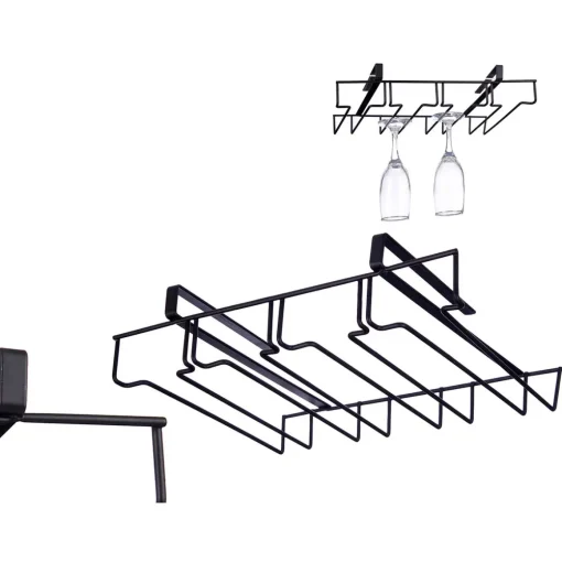 Suporte preto em metal para copos