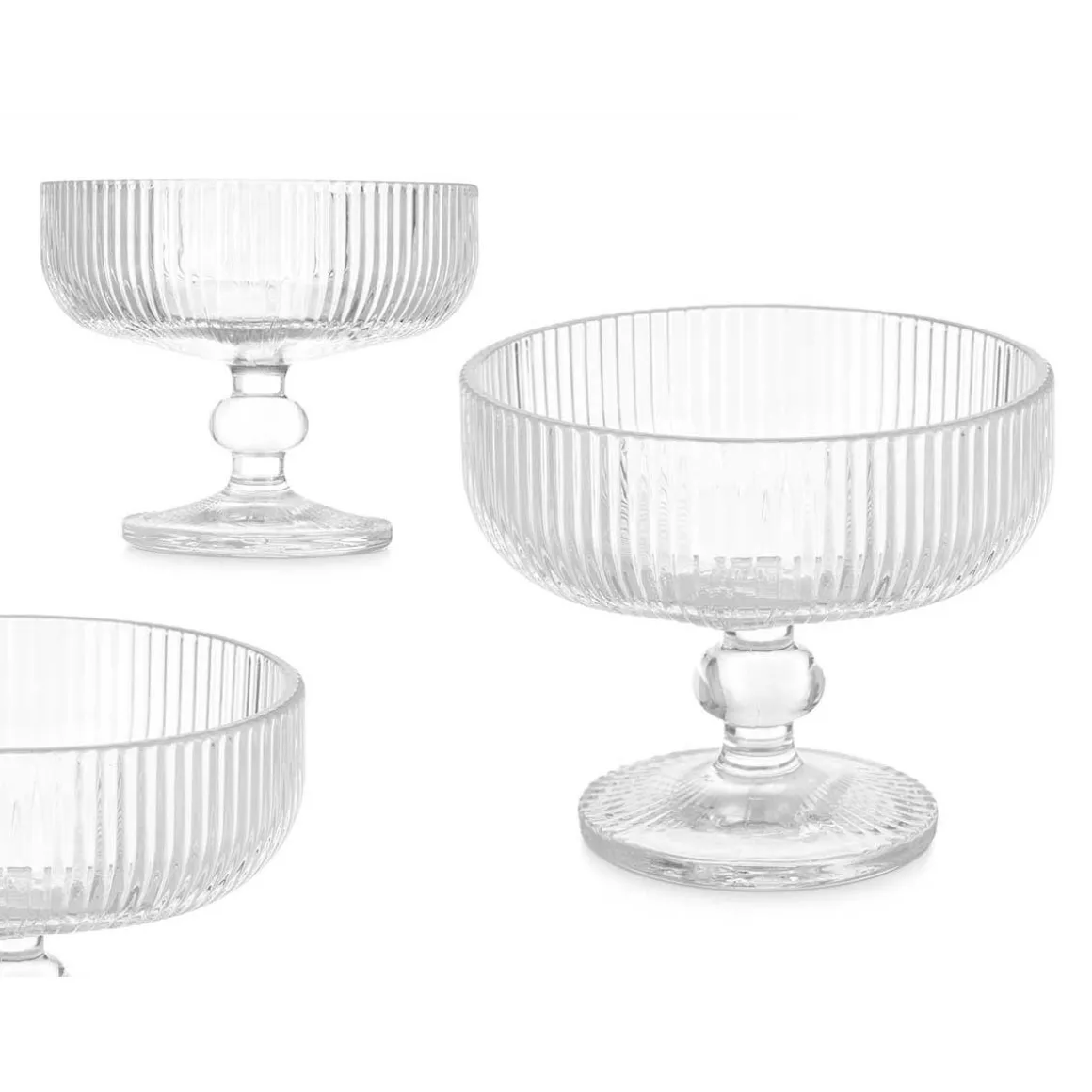 Taça de gelado riscas transparente em vidro 31cl