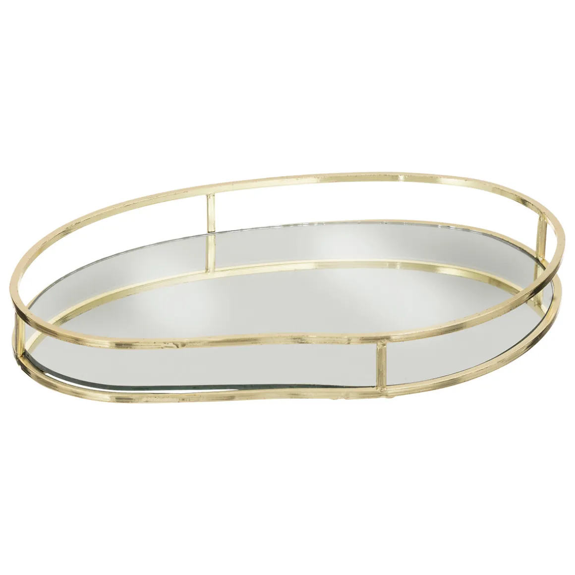 Tabuleiro em metal e vidro dourado LILY