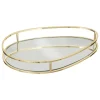 Tabuleiro em metal e vidro dourado LILY
