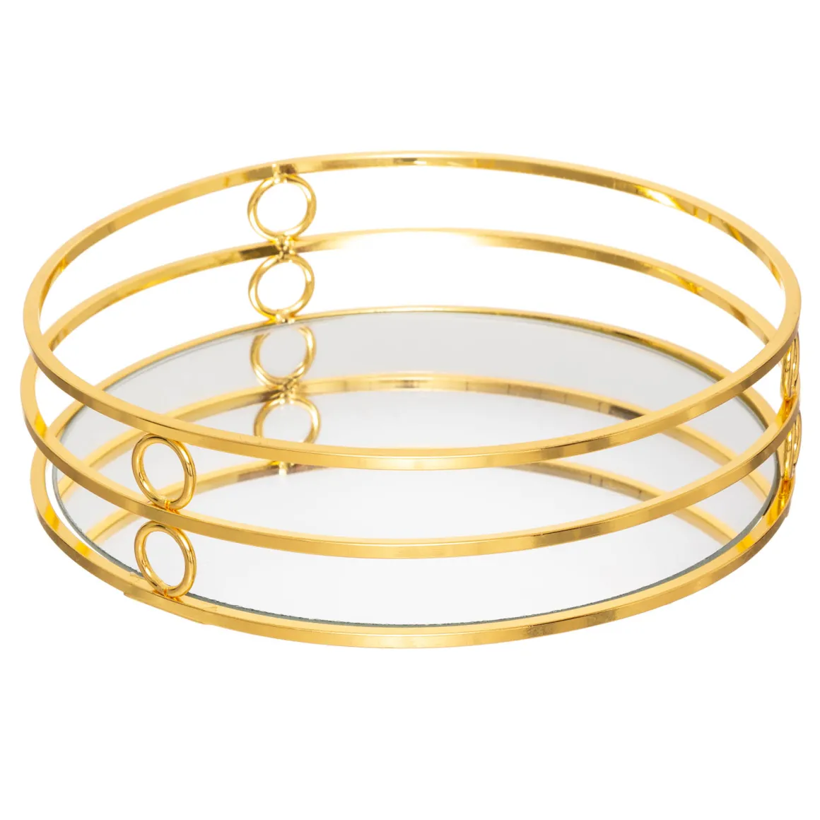 Tabuleiro espelhado dourado em metal FEEL 4x20cm