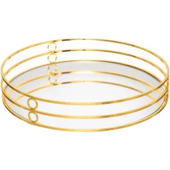 Tabuleiro espelhado FEEL dourado em metal