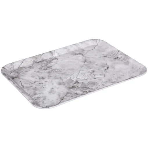 Tabuleiro melamina mármore branco 33x43cm
