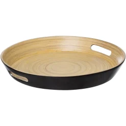 Tabuleiro redondo em bambu preto 42cm