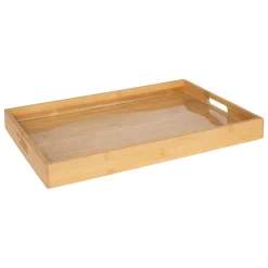 Tabuleiro retangular bege em bambu