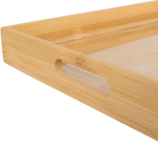Tabuleiro retangular bege em bambu