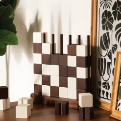 Tabuleiro xadrez TWISTED em madeira 27x28cm