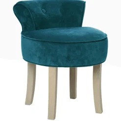 Tamborete FIRMIN azul em veludo