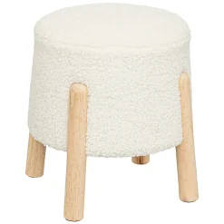 Tamborete INUIT branco em pelo bouclé