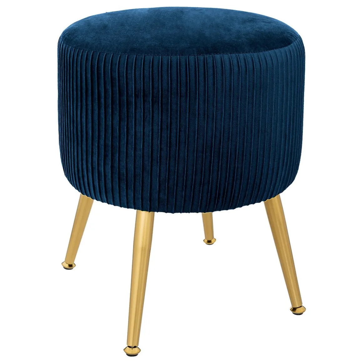 Tamborete SOLARO azul de veludo 35cm