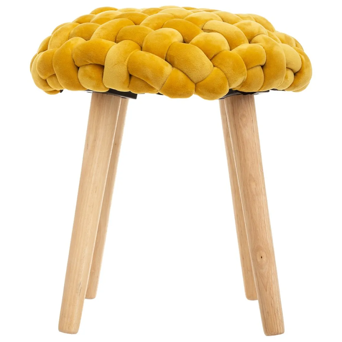 Tamborete tricot ocre