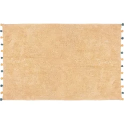 Tapete bege com pompons 100x150cm