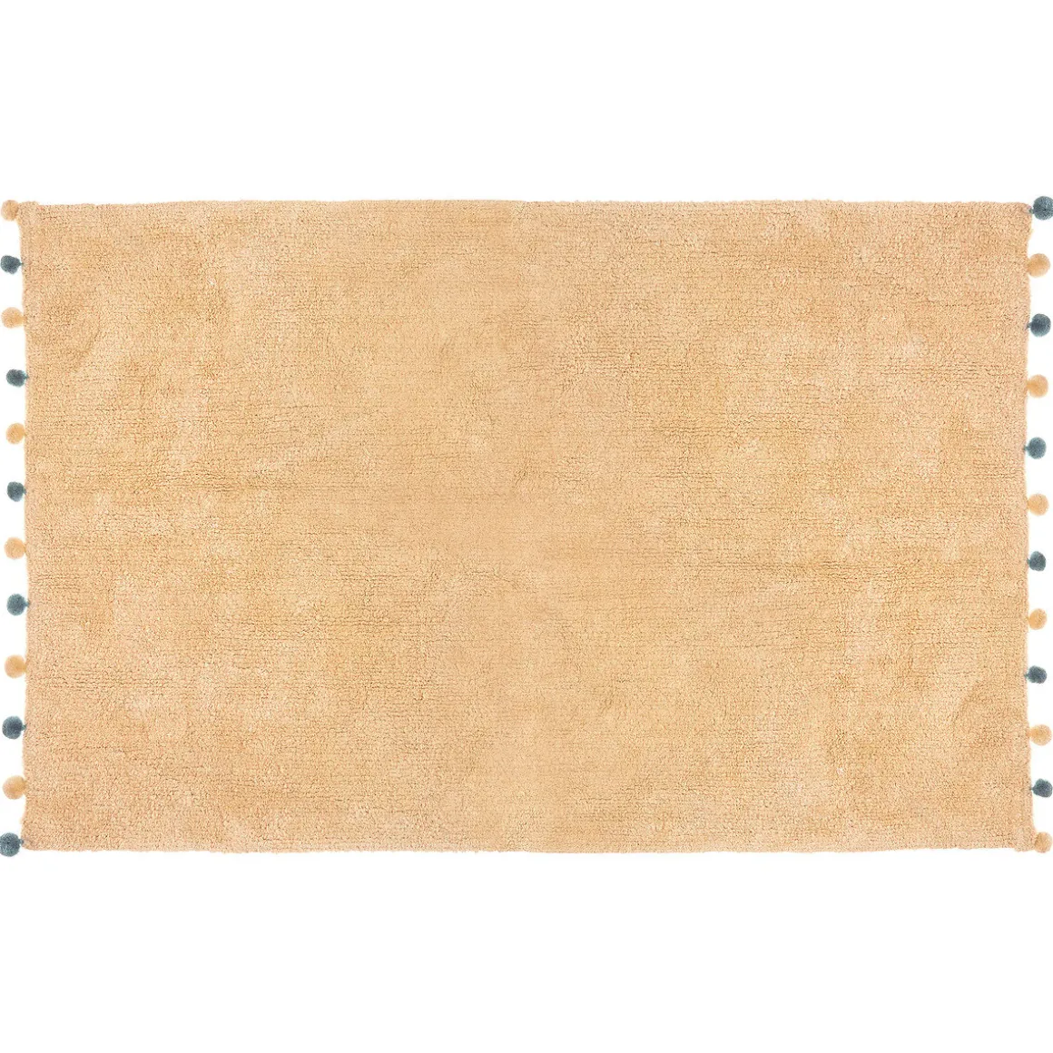 Tapete bege com pompons 100x150cm