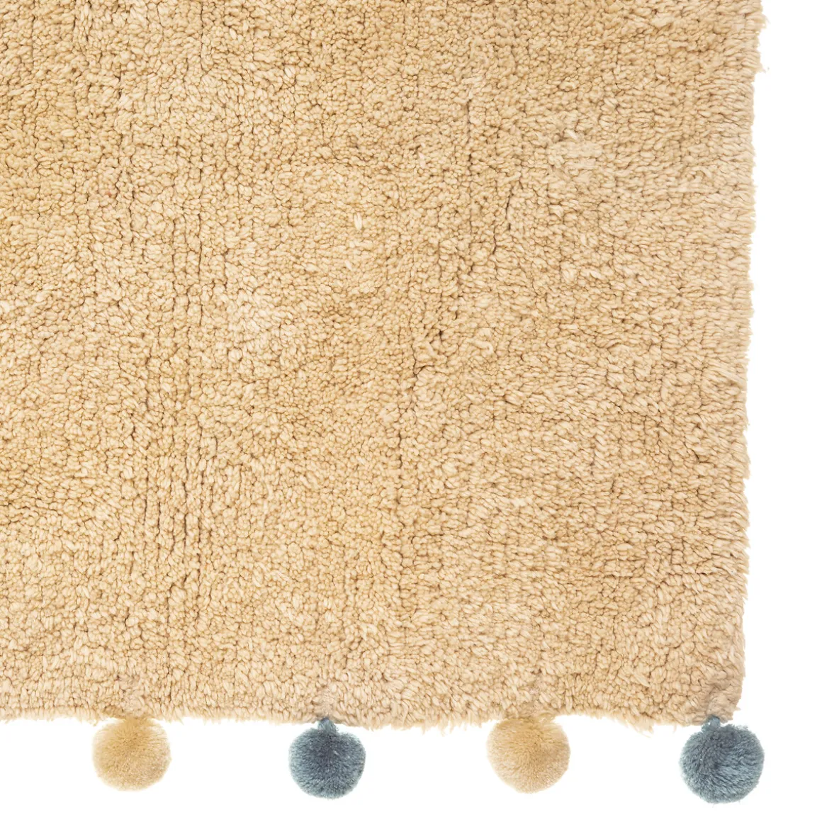 Tapete bege com pompons 100x150cm