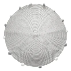 Tapete cinza com pompons d90cm