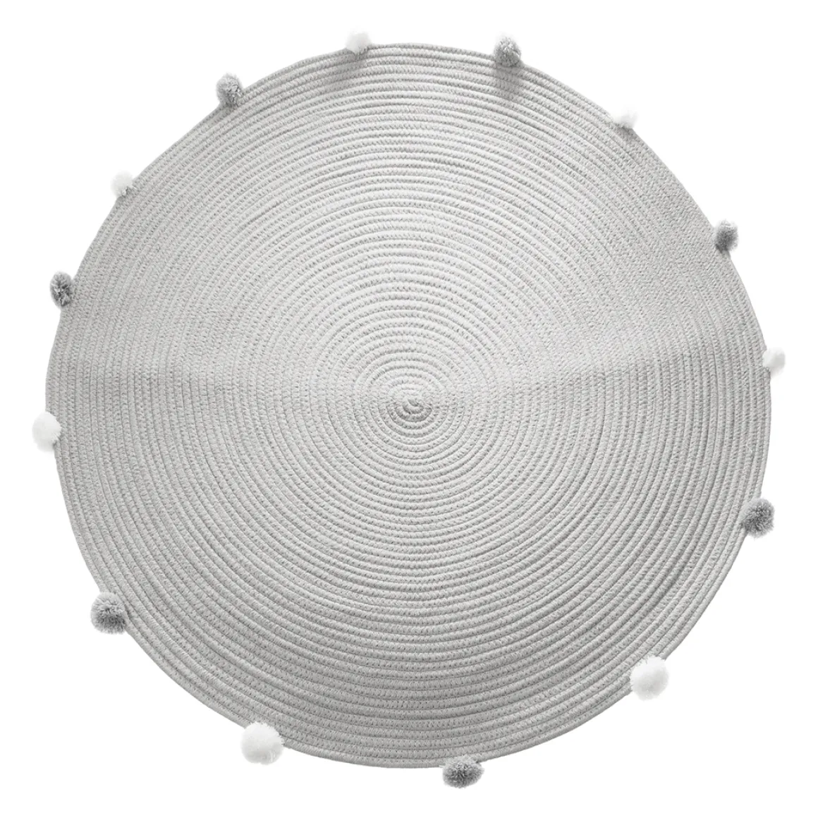 Tapete cinza com pompons d90cm