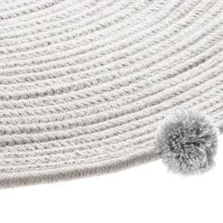 Tapete cinza com pompons d90cm
