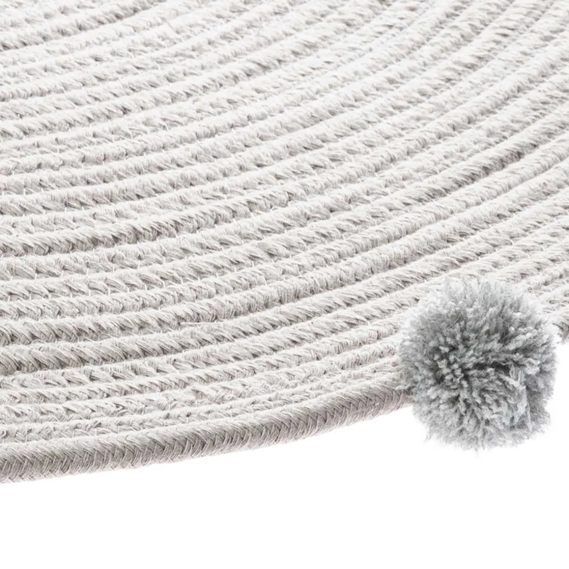 Tapete cinza com pompons d90cm