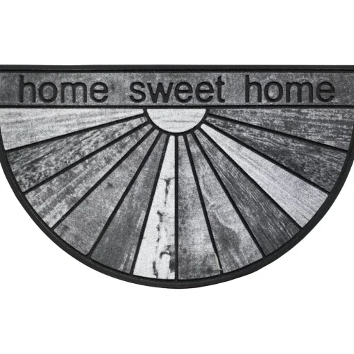 Tapete de entrada meia lua cinza HOME SWEET HOME 45x75cm
