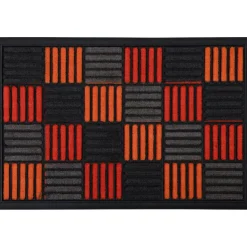 Tapete de entrada nylon quadrados laranja