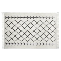 Tapete DELHI preto e branco com franjas 120x170cm