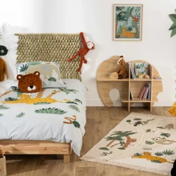Tapete JUNGLE animais cru com franjas 100x150cm