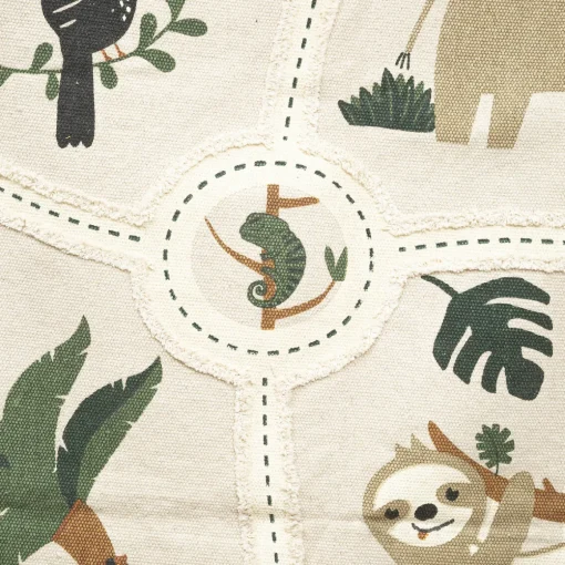 Tapete JUNGLE animais cru com franjas 100x150cm
